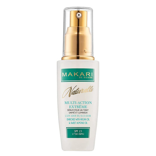 Makari Naturalle Multi-Action Extreme Brightening Serum (1.7 oz) | Brightening-Inspired Serum for Uneven Areas | Moisturizing Formula for Dry & Irritated Skin with Argan Oil & SPF15