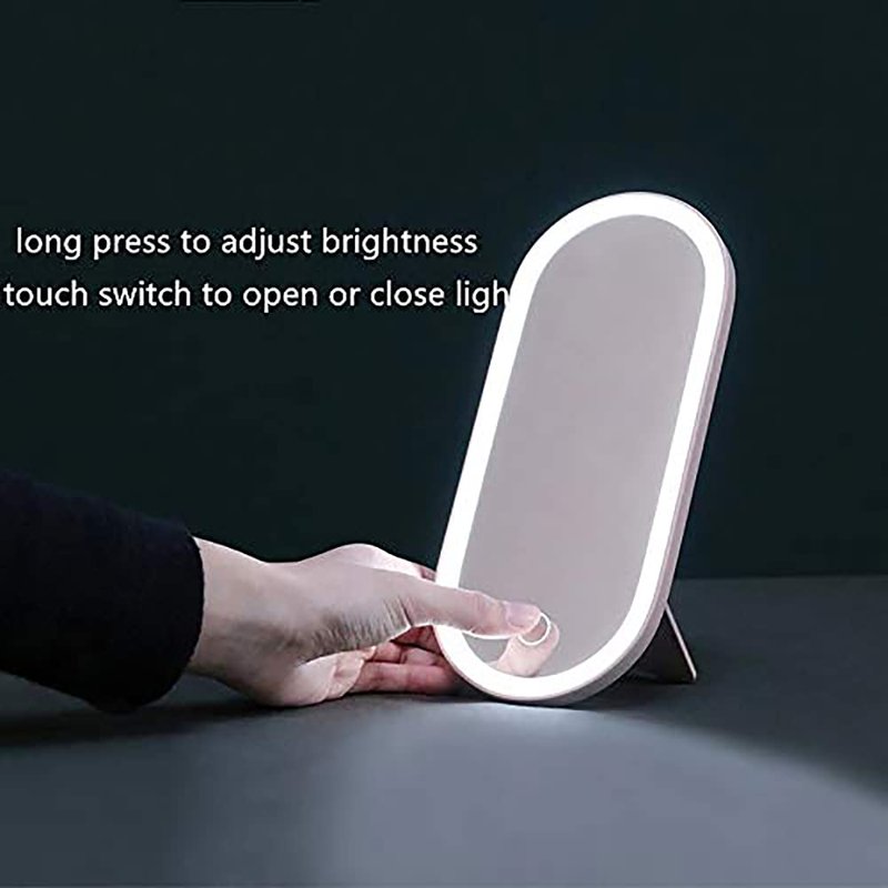 Yesinaly Travel Makeup Organizer Box with LED Mirror, Pink Portable Makeup Case Touch Switch Home Cosmetic Box