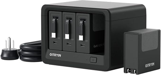 Gitryin 12-in-1 Desktop Charging Station with 3 Retractable Type-C Chargers and 1 Lightning Charger, 40W USB-C Power Strip with Flat Plug, Extension Cord with 1020J Surge Protection for Home Office