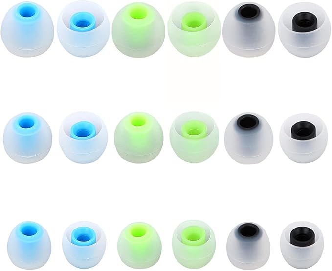 TSZYYM Earbud Tips Soft Anti Slip Washable Reusable Silicone Fit Most In-Ear Earbuds (Inner Hole 3.8mm-5.1mm) 18pcs S M L