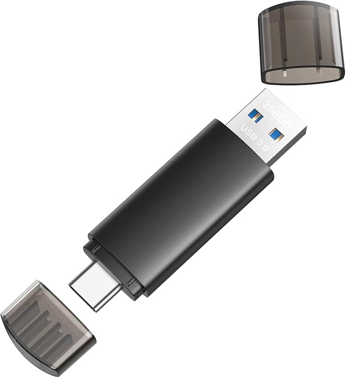 JOIOT 256GB USB C Flash Drive Dual USB 3.0 Type C + USB A Portable 2-in-1 Thumb Drive for Smartphone Tablet Computer Mac iPhone 15 Black