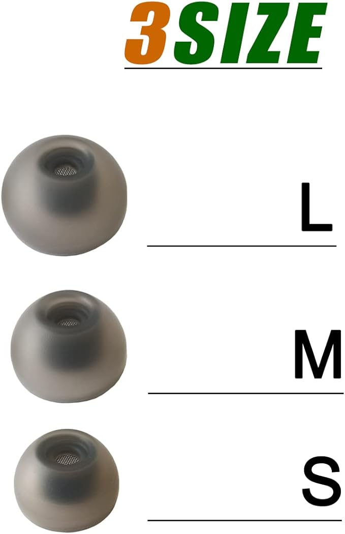 Luckvan Silicone Ear Tips for Galaxy Buds 2 Replacement Filter Screen Earbuds Tips for Samsung Galaxy Buds2/Galaxy Buds+ Plus/Galaxy Buds PE, 6 Pairs LMS Black
