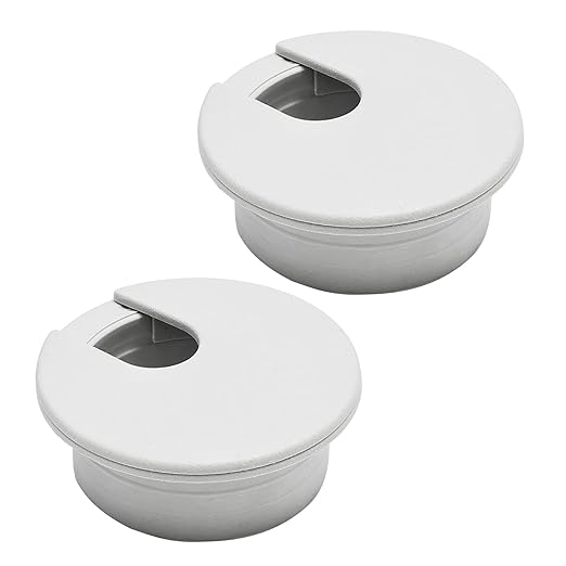 BOPOREAE Desk Grommet 1-3/8" (35 mm), Desk Cord Hole Cover, Cable Grommet ABS Plastic, Desk Hole Grommet for Office and Home Table Cable, Detachable Cable Cord Organizer (Light Grey 2 Pcs)