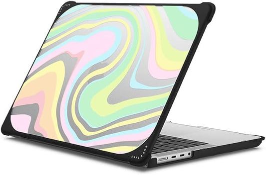 CASETiFY Bounce MacBook Pro 16-inch (M1-M5) Case [Enhanced Protective Corner Design/Ventilation Cutouts/Anti-Slip Grip] - Unicorn Retro Rainbow Swirls - Clear Black