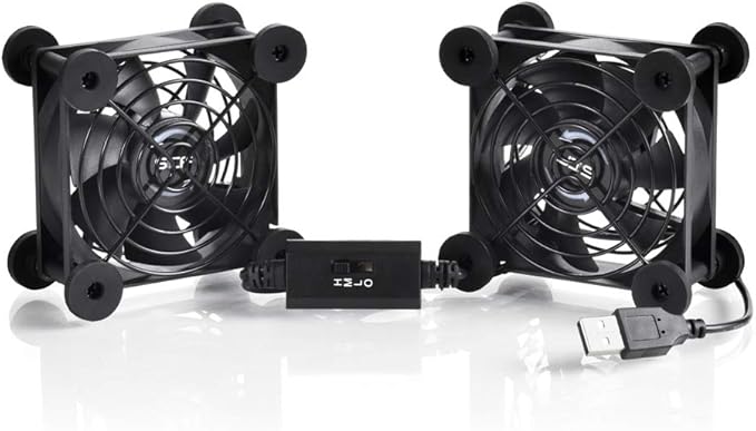 SCCCF Dual 80mm USB Speed Control Fan, 5V Portable Cooling Fan for Flat-Screen TV Receiver Router DVR PlayStation Xbox Computer Cabinet Cooler