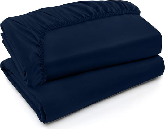 Utopia Bedding Twin XL Fitted Sheets - Soft Brushed Microfiber with Deep Pockets - Navy (Pack of 2)