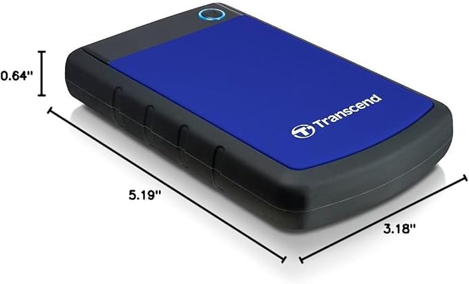 Transcend StoreJet 1TB External Hard Drive, for PS4/PC/Mac/Desktop/Laptop/Xbox, USB3.1(5Gbps)Type-A Portable HDD, One Touch Auto-Backup/Shock Resistant/Three-stage shock protection system(TS1TSJ25H3B)