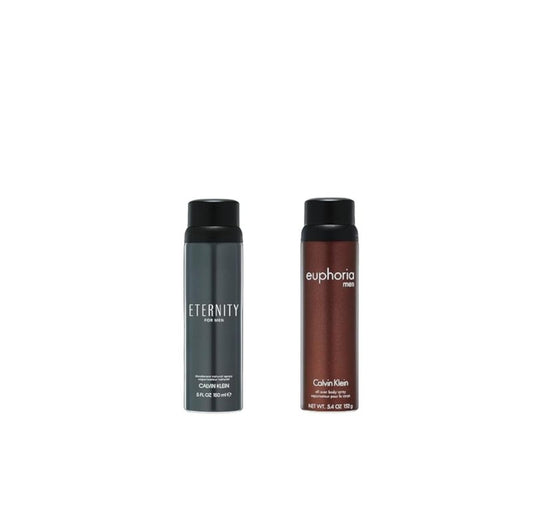 Bundle of Calvin Klein Men Body Sprays - Eternity & Euphoria - Classic Gift Giving Essential