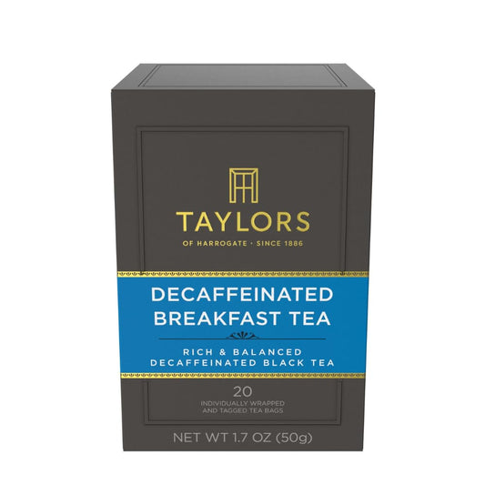 Taylors of Harrogate Decaffeinated Breakfast Tea - Rich & Balanced Flavor | 20 Individually Wrapped Bags