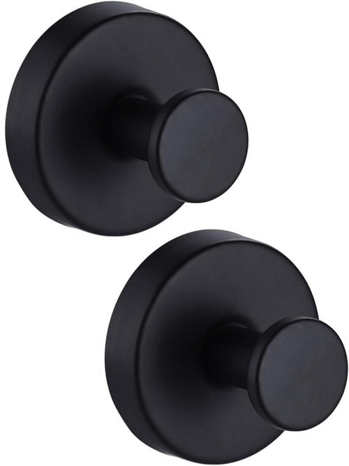 Benvo Suction Cup Hooks - No Drill Stainless Steel Hanging Hooks for Bathroom & Kitchen | 2 Pack, Black