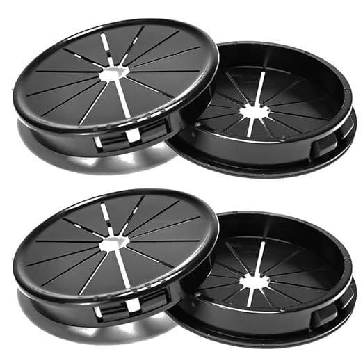 EASYEAH 4PCS Cable Grommets, 2-9/16"(65mm) Desk Hole Cover Petal Shaped Buckle Type Nylon Snap Bushing Grommet, Wire Hole Cover Insert for Cables and Cords Management and Protection of Cabinet, Black