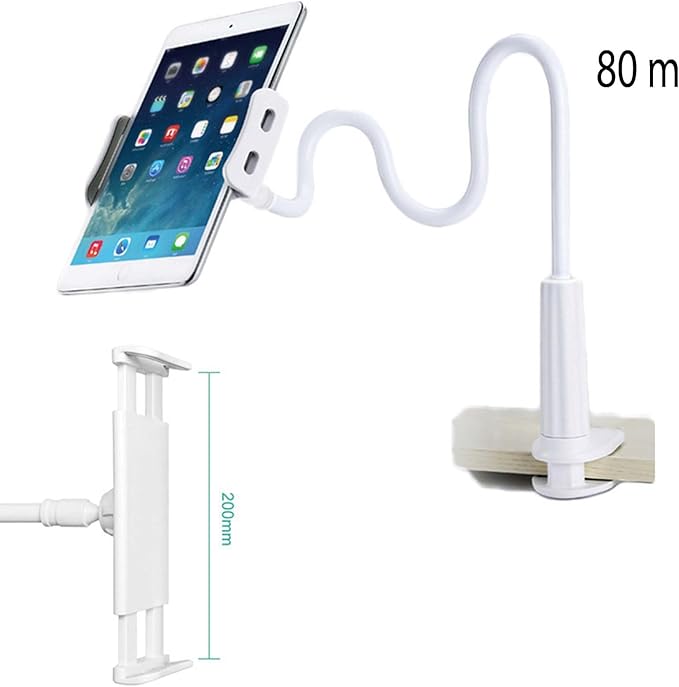 gsiollvderbarley Phone Holder,gooseneck Phone Holder,360° Rotate Support Rod One-Hand Adjustable Cell Phone Holder,for Desk Headboard Nightstand. (White)