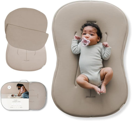 Snuggle Me® Baby Lounger - Premium Organic Cotton Infant Nest with Foam Core & Travel Bag | Birch, 0-6 Months