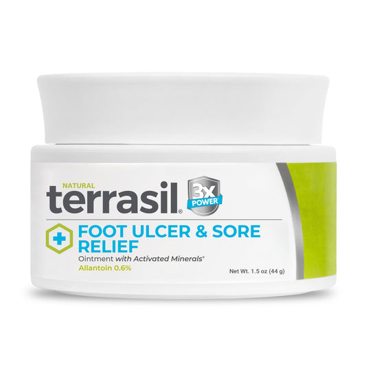 terrasil Foot Ulcer & Sore Relief, Natural Diabetic Foot Cream to Soothe & Moisturize Dry Cracked Skin & Diabetic Ulcers. Hypoallergenic – 3X Power (1.5oz)
