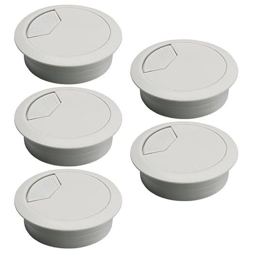 EASYEAH 5 Pcs Desk Grommet 2-1/16" / 53 mm, Desk Cord Hole Cover, Cable Grommet ABS Plastic, Desk Hole Grommet for Home & Office Pc, Detachable Adjustable Cable Cord Organizer-Light Grey