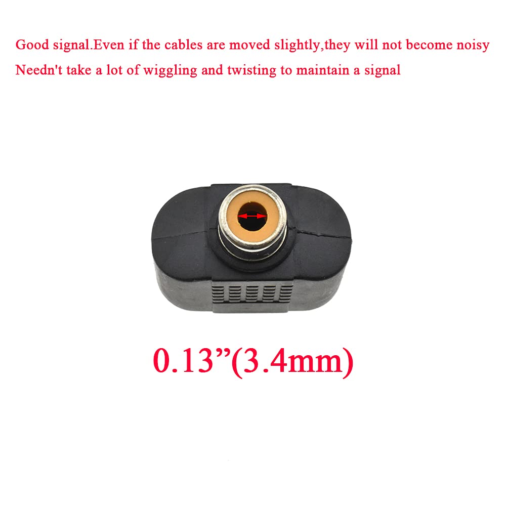 HAHIYO 3 RCA F-2x3.4 RCA F Stereo Plug Interconnect Audio One Male 3.4mm(1/8inch) Two Male 3mm(1/8inch) Adapter Splitter Good Signal Sound Snap Tight Not Wobble for Headphone Guitar Black 2pcs