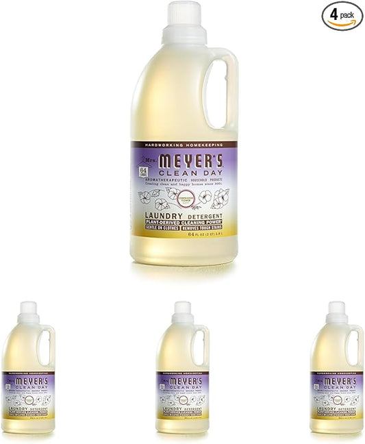 MRS. MEYER'S CLEAN DAY Liquid Laundry Detergent, Infused with Essential Oils, Compassion Flower, 64 oz (64 Loads) (Pack of 4)