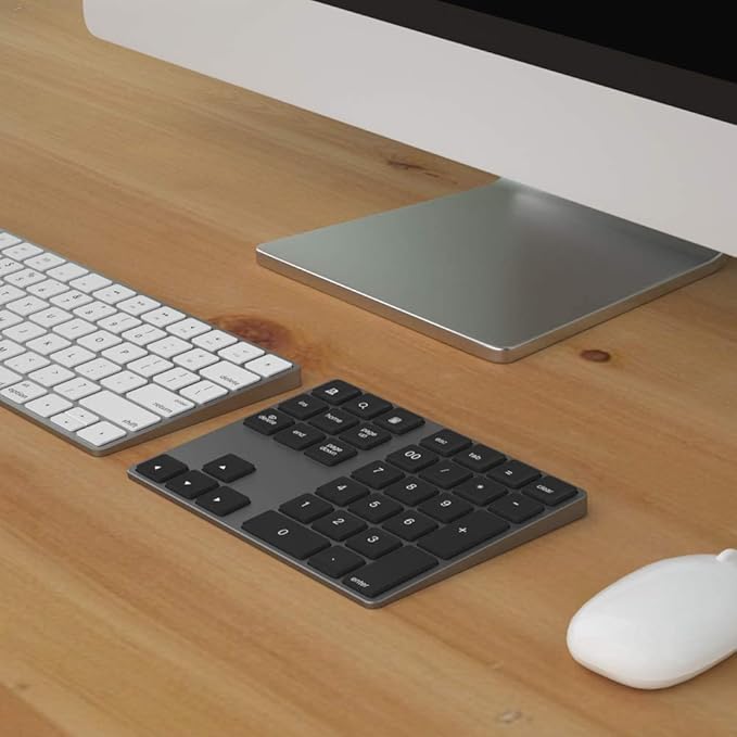 JOYEKY Bluetooth Number Pad, Aluminum Rechargeable Numeric Keypad Wireless 34-Keys Number Keyboard Shortcut Keypad Numpad Data Entry Compatible for iMac Windows