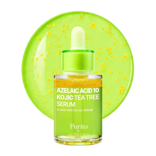 PURITO Azelaic Acid 10% + Kojic Acid + Tea Tree Facial Serum | for Blemish-Prone, Oily & Sensitive Skin | Redness Relief | Korean Skincare, 30mL 1.01 fl.oz