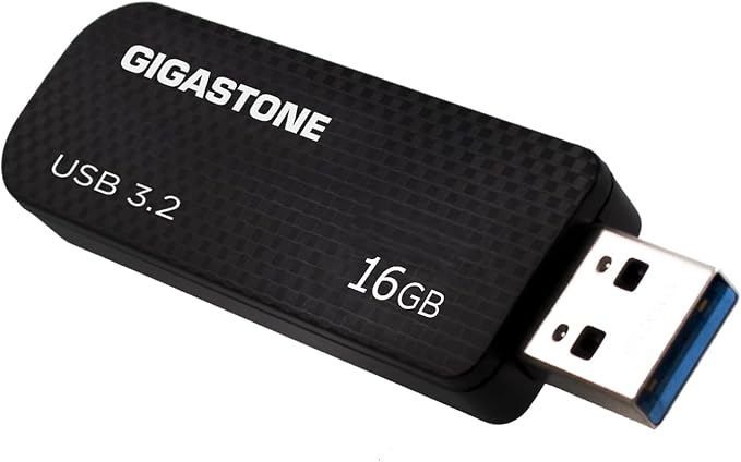 Gigastone Z30 16GB USB3.0 Flash Drive, Capless Retractable Design Pen Drive, Carbon Fiber Style, Reliable Performance & Durable (GS-U316GSLBL-R)