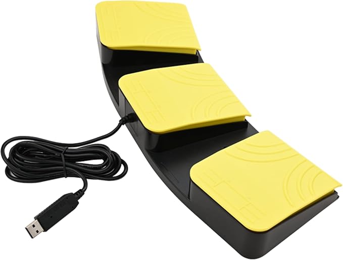 OLLGEN USB Foot Pedal for PC Gaming,Optical Control Foot Switch,Computer Map Mouse Keyboard Hotkey Combination Key Keypress Simulator Program Page Turner Transcription HID (Triple Pedal)
