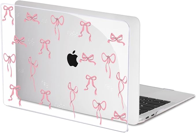 LCMOCICO for MacBook Pro 13 Inch Case 2022 M2 2020 2021 A2338 M1 A2251 A2289 with Touch Bar & Touch ID, Pattern Plastic Hard Case Keyboard Cover Screen Protector Webcam Cover Brush, Pink Bowknot