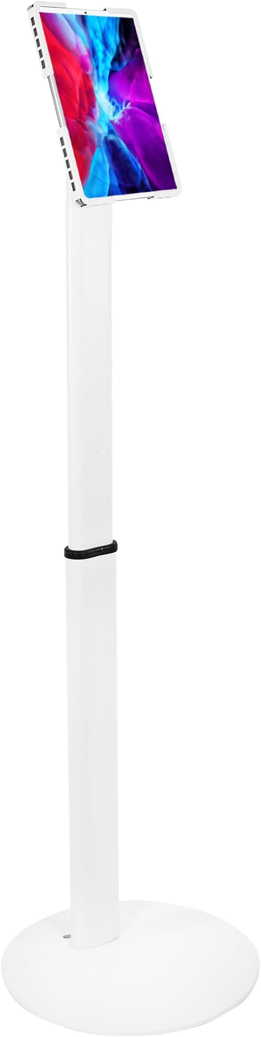 Mount-It! Anti-Theft Universal Tablet Floor Stand Kiosk, Locking Enclosure for iPad, Galaxy Tab & Surface Pro 9.7"–13.1", Height Adjustable 27.5"–47", Commercial Kiosk Stand, White