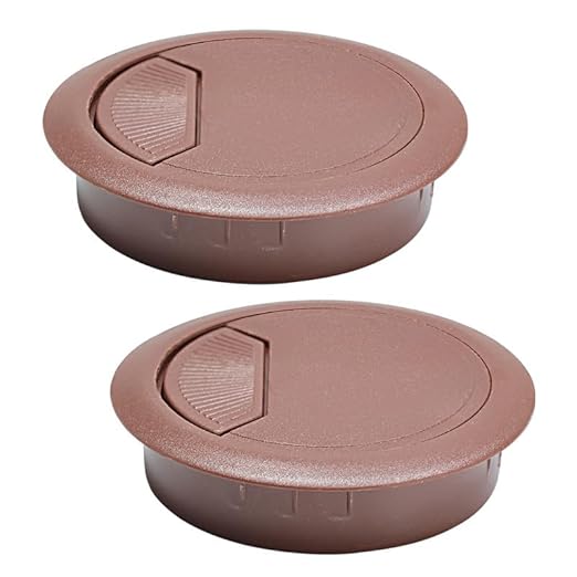 EASYEAH 2 Pcs Desk Grommet 3-1/8" / 80 mm, Desk Cord Hole Cover, Cable Grommet ABS Plastic, Desk Hole Grommet for Home & Office Pc, Detachable Adjustable Cable Cord Organizer-Reddish Brown