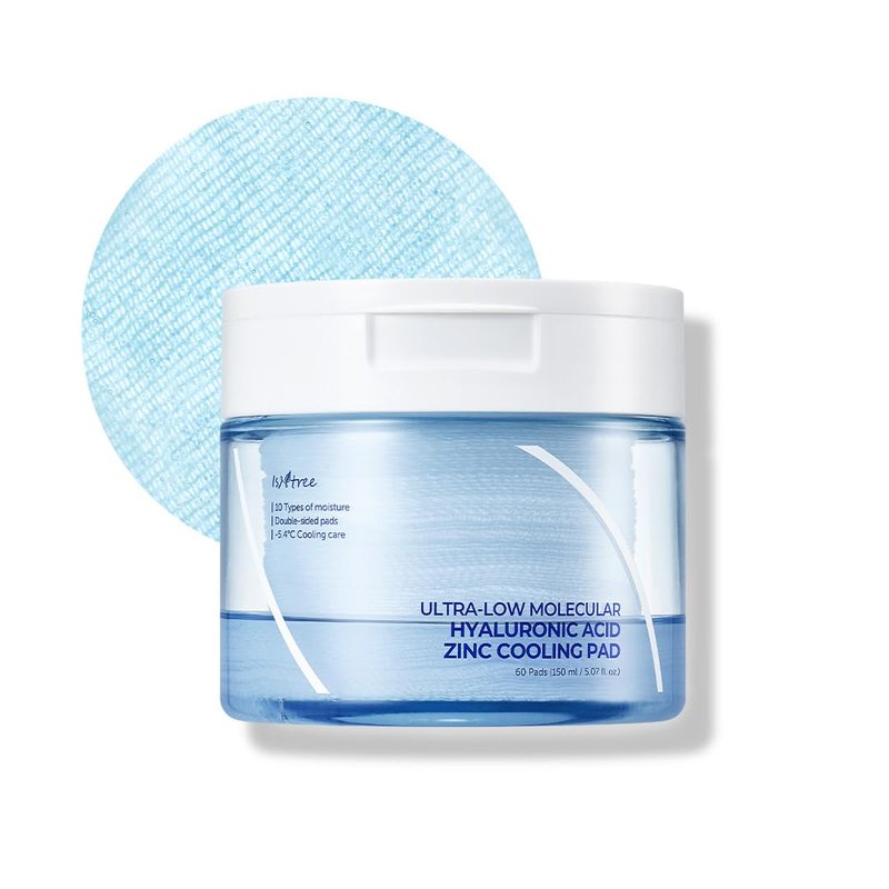 ISNTREE Ultra-Low Molecular Hyaluronic Acid Zinc Cooling Toner Pad (60 Pads)
