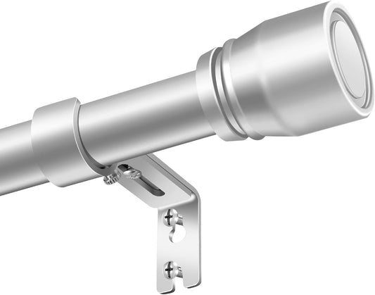 Skiennix 1" Diameter Silver Curtain Rod - Heavy Duty Adjustable 30-90 Inch Length for 30-84 Inch Windows