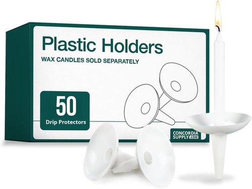 Concordia Supply Reusable Plastic Candle Holders - 50 Pcs. Ideal for Church Vigils & Christmas Eve