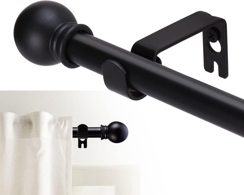 GXOACKJ Heavy Duty Curtain Rods - Decorative Matte Black | 66-120 Inch Adjustable Set with Brackets