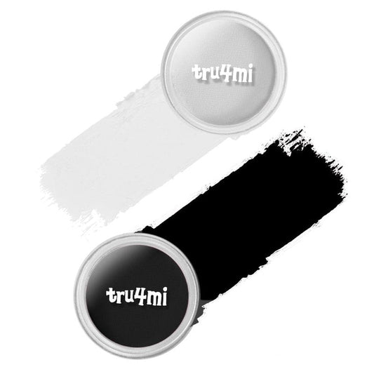 tru4mi -Water Activated Eyeliner Black & White “YinYang” 2 in 1 -Wet Liner Makeup - Smudge Proof Face Body Paint - Great for Cosplay, Holiday, Party - Skin Safe & Child Friendly -10g/container