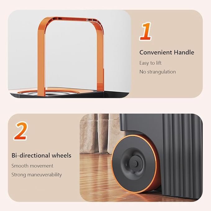 360 Spinning Floor Cleaning System with 6 Extra Refills Heads Extended Handle Household Cleaning Automatic Cleaning with Bucket for Household Floor Cleaning (Grey Orange)