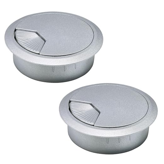 EASYEAH 2 Pcs Desk Grommet 2-3/8" / 60 mm, Desk Cord Hole Cover, Cable Grommet ABS Plastic, Desk Hole Grommet for Home & Office Pc, Detachable Adjustable Cable Cord Organizer-Silvery