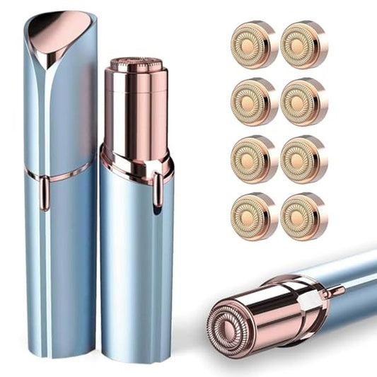 Facial Hair Remover for Women - Blue Color | 8 Replacement Heads Included