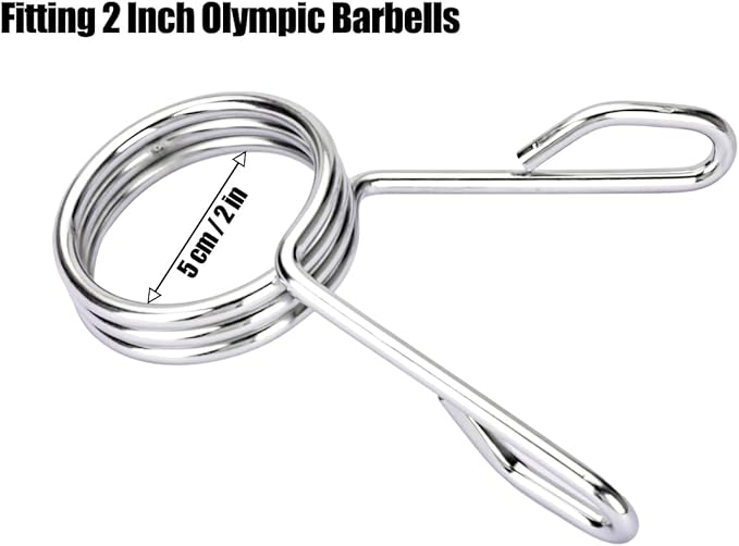 Spring Clip Collars 2 Inch Olympic Barbell Clamps Dumbbell Clips Weight Bar Clips for Weightlifting, Powerlifting, Strength Training (2 Pairs)