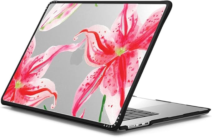 CASETiFY Impact MacBook Air 15" (M2-M5) Case [Cushioned Impact Corners/Scratch-Resistant/Anti-Slip Grip] - Stargazer Lily - Clear Black