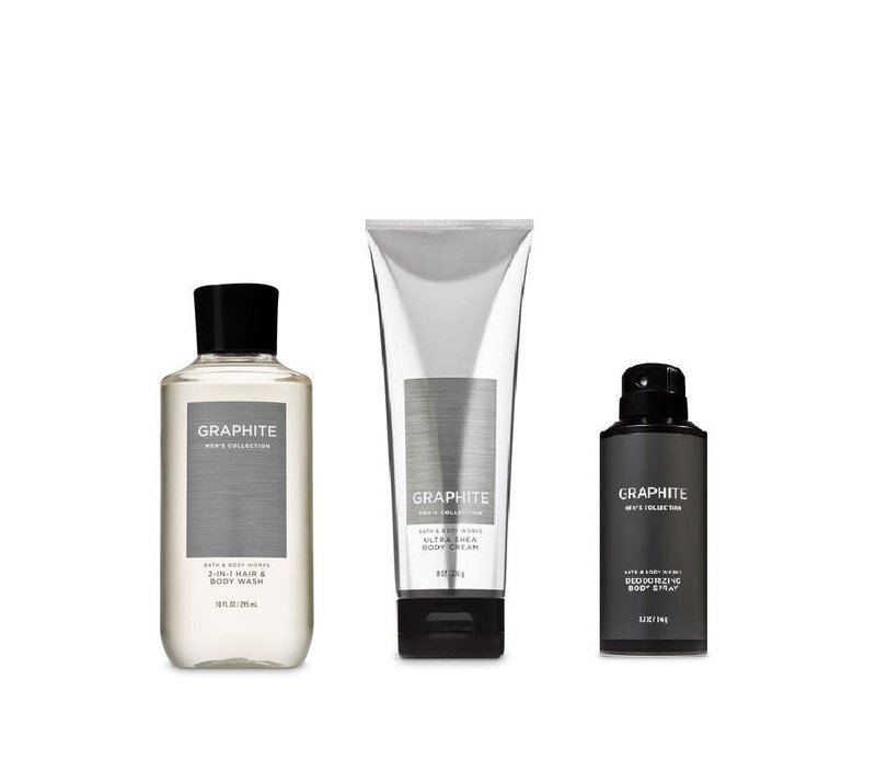 Graphite 2-in-1 Hair & Body Wash | Ultra Shea Body Cream & Deodorizing Spray Set
