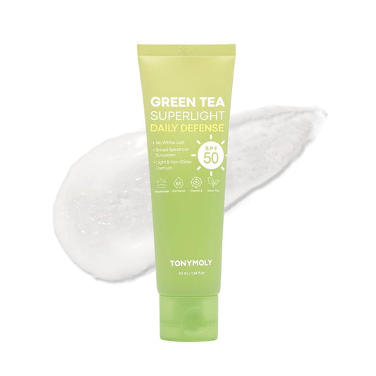 TONYMOLY Green Tea Korean Sunscreen SPF 50+ PA++++ — No White Cast, Lightweight Face Sunscreen for All Skin Tones, Hydrating with Niacinamide, Panthenol & Hyaluronic Acid, 1.69 fl oz