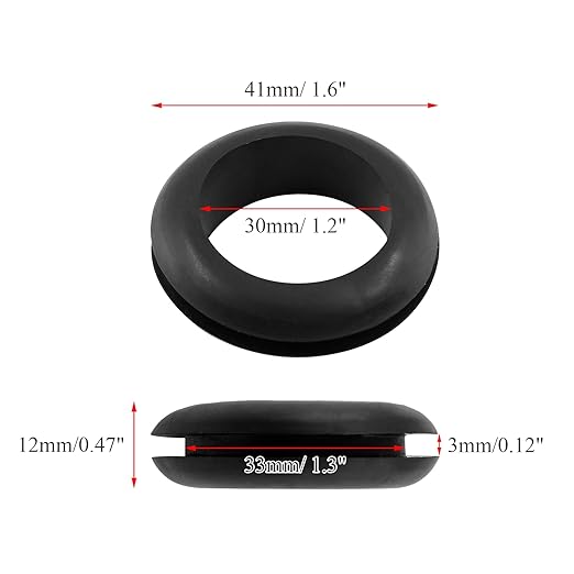 Kyuionty 12 Pcs Rubber Grommets, 1-1/5" Inside Diameter 1-1/3" Drill Hole Rubber Wire Grommets O Ring Grommets for Wire, Firewall, Cables, Plugs, Automotive