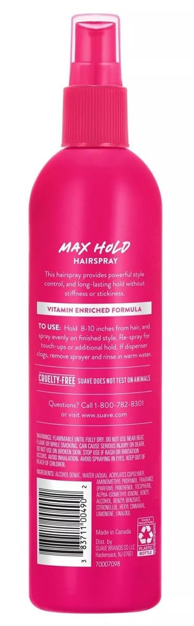 Suave Hairspray Max Hold - 11 Ounce Pump | Long-Lasting Hold, Pack of 6