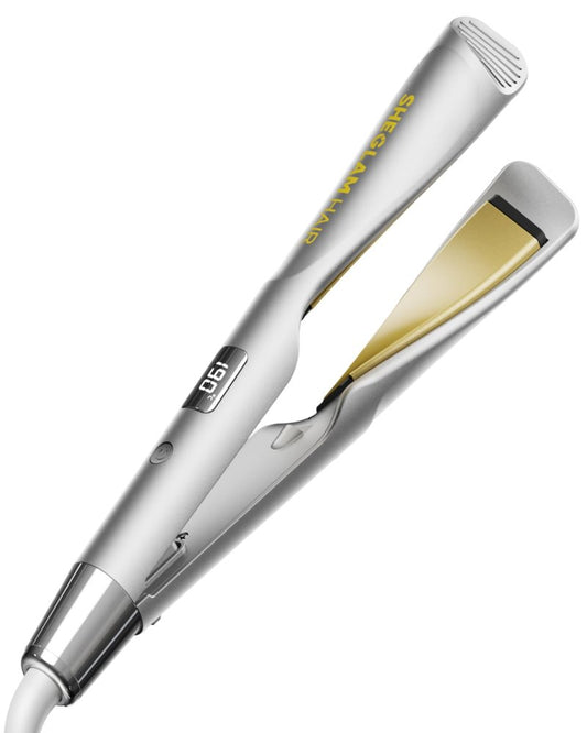 SHEGLAM Flat Iron Hair Straightener, 2-in-1 Twist Ceramic Hair Straightener and Curler, 1 inch, Fast Heating with LCD Display, Multi Styler Round Ion Flat Iron, 302-446°F, Anti-Frizz for Less Damage