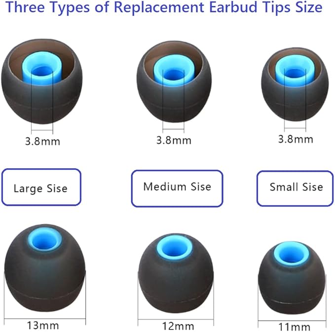 CYADCI Earbud Silicone Ear Tips Replacement Earbuds Gels for Popular In-Ear Headphones Other Inner Hole 3.8mm - 5.1mm 9 Pairs S/M/L