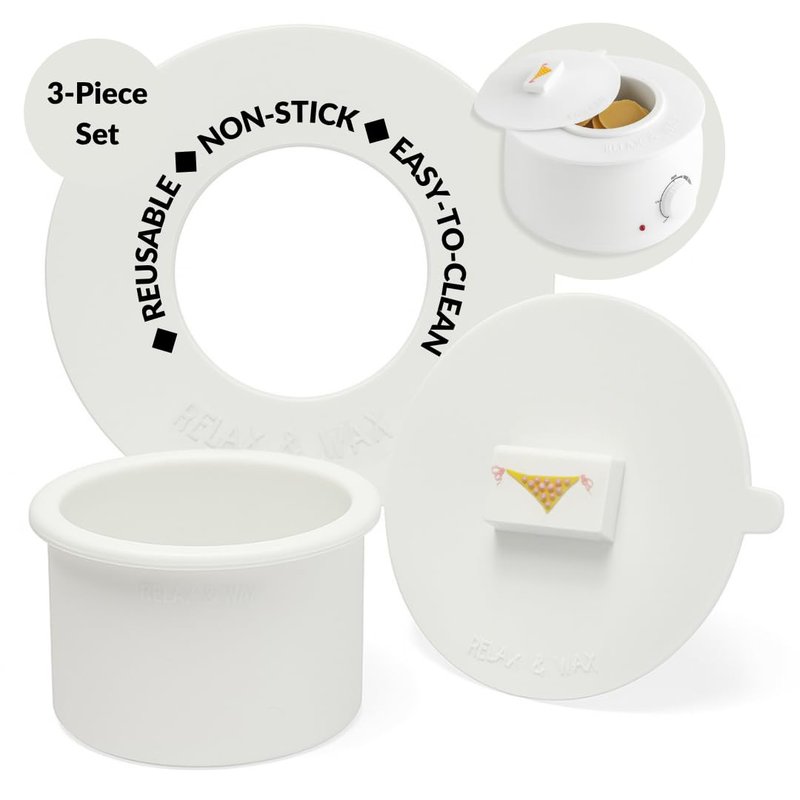 Reusable Non-Stick Silicone Wax Collars + Can + Lid for Wax Pot – Fits All 14-16 oz Wax Cans & Warmers – Wax Warmer Collars for Easy, Mess-Free Cleaning, 3-Piece Set (Collar + Can + Lid, White)