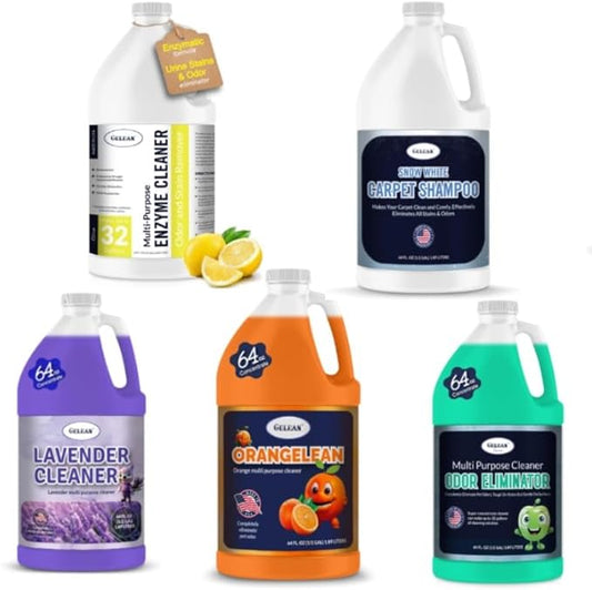 house cleaning gift - Multi-Purpose Cleaner - Carpet Shampoo - Made in USA - 5 bottles house cleaning gift- Pet Stain and Odor Remover - Concentrated - Drains, Floors, Bathrooms, Toilets,