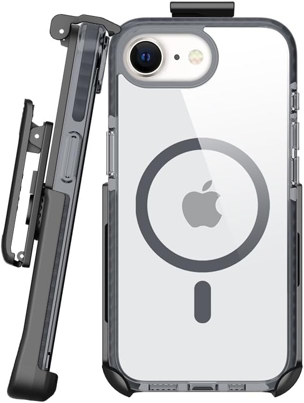 BELTRON Belt Case for iPhone 16e (2025) iPhone 17e (2026) Slim Protective Transparent Case & Rotating Belt Clip Holster Combo (Compatible with MagSafe)