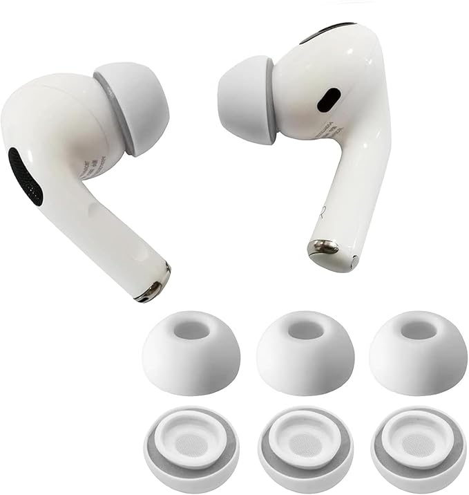 KASOTT Upgraded Memory Foam&Silicone Hybrid Ear Tips for AirPods Pro 1st & 2nd Gen,Ultra-Comfort,Anti-Slip Eartips,Perfect Noise Reduction,Fit in The Charging Case,3 Pairs(Grey, Small)