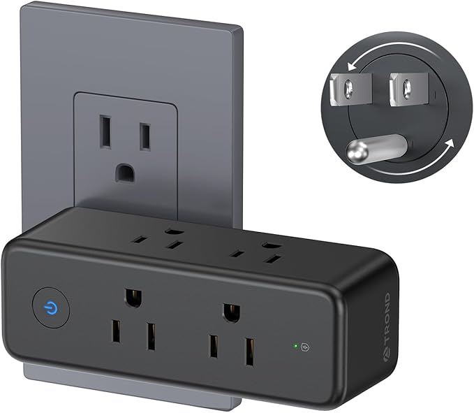 TROND Outlet Extender Surge Protector - 6 AC Outlet Splitter with 360° Rotating Plug, 1440J Multi Plug Expander, 3 Way Charging Station, Wall Adapter for Bathroom Kitchen Travel, Black