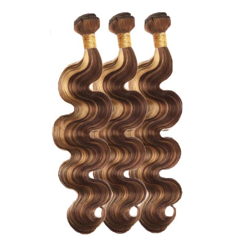 P4/27 Highlight Blonde Bundles Human Hair Body Wave Bundles 20 20 20 Inch Human Hair Brazilian Hair 3 Bundle Brown Unprocessed Virgin Remy Hair Extensions 50 Gram Per Bundle